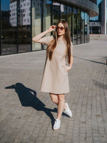 Šaty Flow Jeans Beige