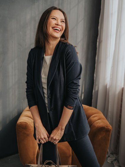 Džínové oversize sako Navy