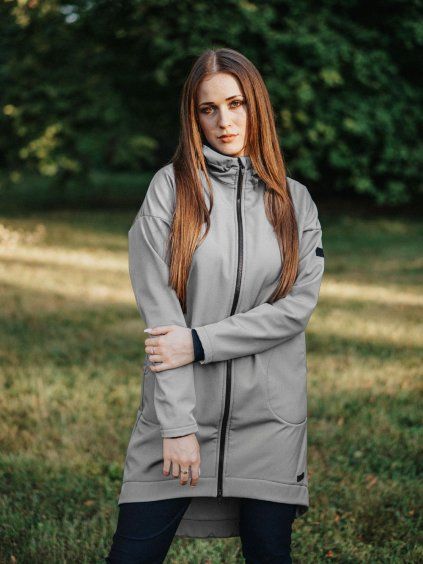 Dámský ocelový oversize softshell kabátek