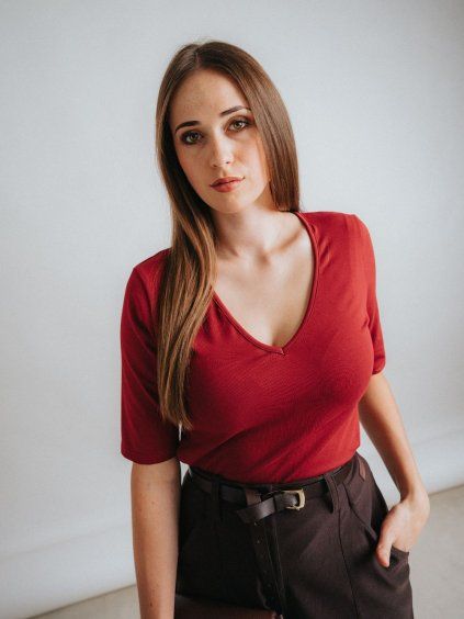 Dámské vínové Vee Midi tričko